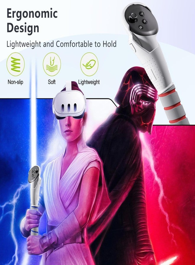 Saqico 2 in 1 Long Arms & Handle Attachments Compatible with Oculus Quest 3/3S Hand Controllers, VR Gorilla Tag Long Arms/Stick Extension Grips for Meta Quest 3/3S Accessories for Beat Saber Golf Club Game - Image 3